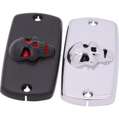 Motorcycle Chrome/Black Skull Front Brake Master Cylinder Reservoir Cover Cap For Honda Shadow 600 750 1100 VT600 VT750 VT1100