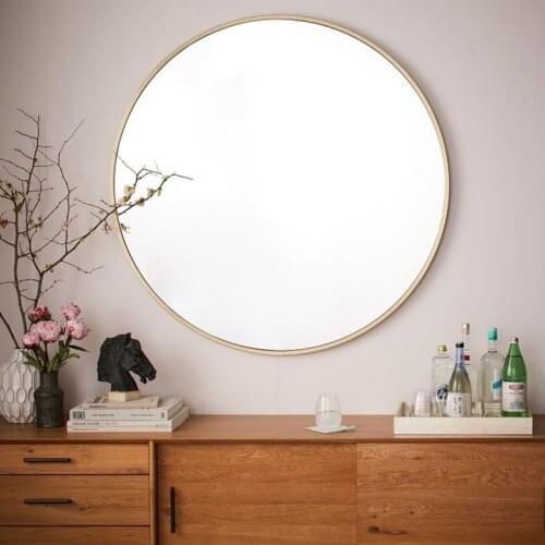 Retro metal round bathroom mirror wall-mounted home bedroom mirror dressing table decorative mirror WF9151130