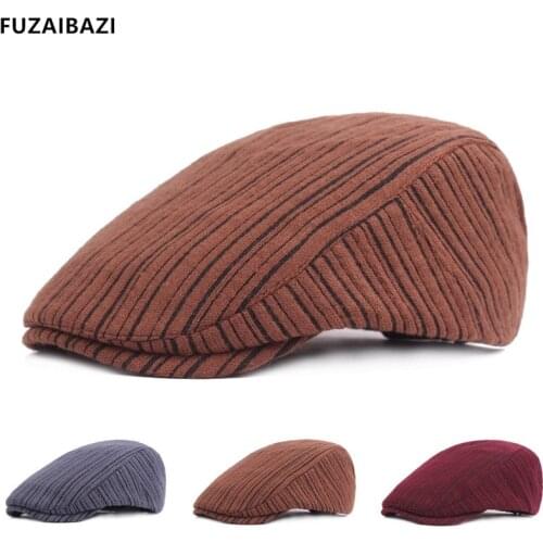 FUZAIBAZI Men Women Fashion New Berets Adjustable Winter Thicken Keep Warm Middle Old Aged Tongue Cap Leisure Tourism Gorras