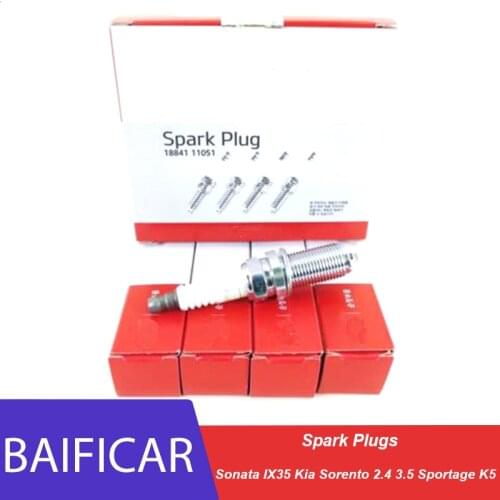 Baificar Brand New Genuine 4PC Spark Plugs 18841-11051 LFR5A11 For Hyundai Sonata IX35 Kia Sorento 2011-2012 2.4 3.5 Sportage K5