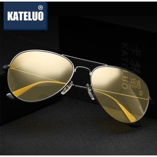KATELUO 2020 Anti-glare Drivers Glasses for Men Yellow Lens Night Vision Goggles Polarized Mens Driving Sunglasses K3025