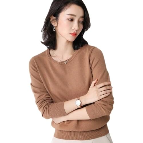 Autumn Women Sweater Pullover New Solid O-neck Long-sleeved Soft Cashmere Sweater Large Size Knit Bottoming Shirt Female Tops