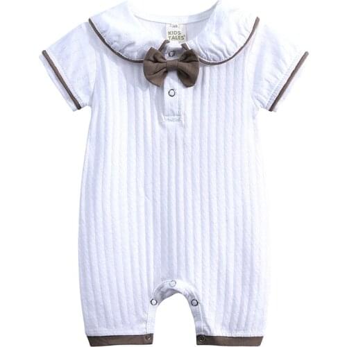 Europe and the United States hot soft cotton newborn baby clothes baby toddler jumpsuit short-sleeved bow tie jumpsuit