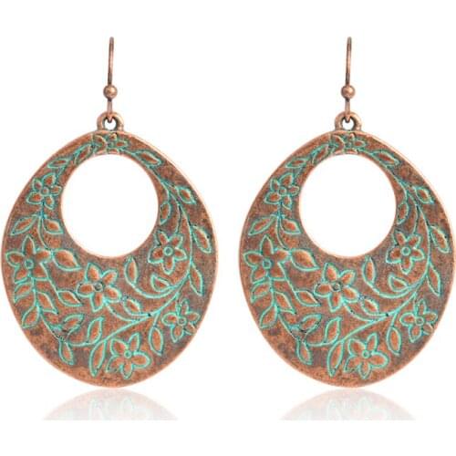 Multi color ethnic drop earrings Hollow oval rustic earring Gypsy earring dangle earring Tribal jewelry for feast women