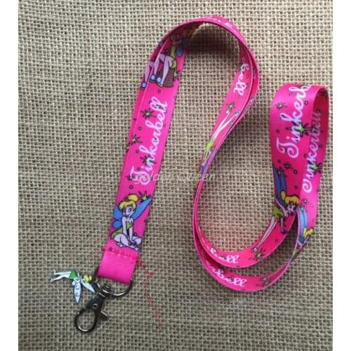 1pcs Cartoon TinkerBell Straps Neck Strap Lanyard Pendant DIY Necklace Jewelry Making