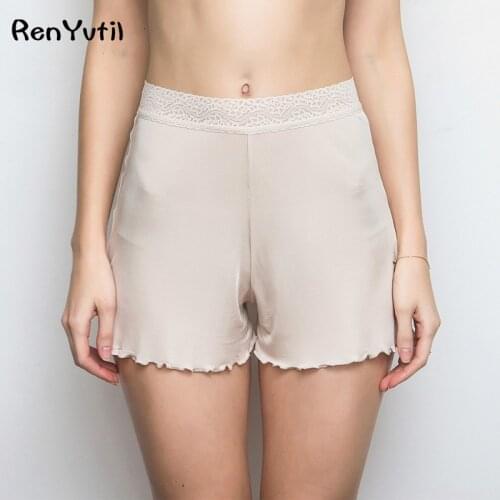 RenYvtil Sleep Shorts Natural Silk Pants Home Women Luxury Ladies Nightwear Lounge Solid Soft Pajamas Bottoms 22 Momme Soft