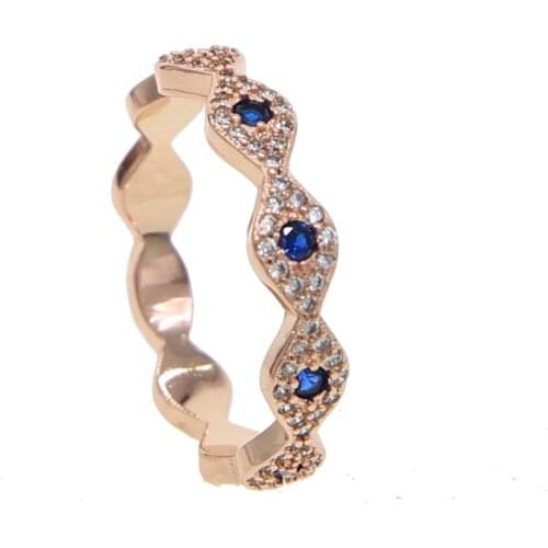 Stylish Fashion Women Ring Finger Jewelry Rose Gold Color CZ Cubic czirconia Crystal evil eye Rings 6/7/8/9/10 Hot Sale