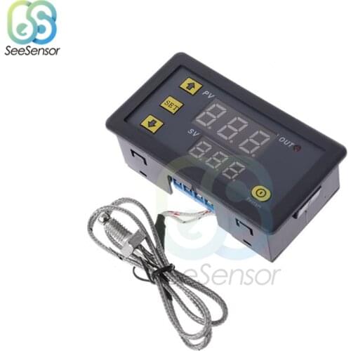 LED Digital Temperature Controller AC220V DC 5V 12V 24V Thermostat -60~500℃ K-type M6 Thermocouple Sensor Probe 10A Relay Output