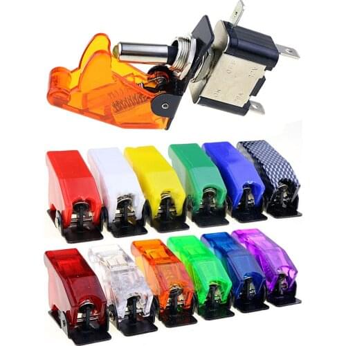 Auto Car Boat Truck Illuminated Led Toggle Switch 12V20A With Safety Aircraft Flip Up Cover Guard Red Blue Green Yellow White