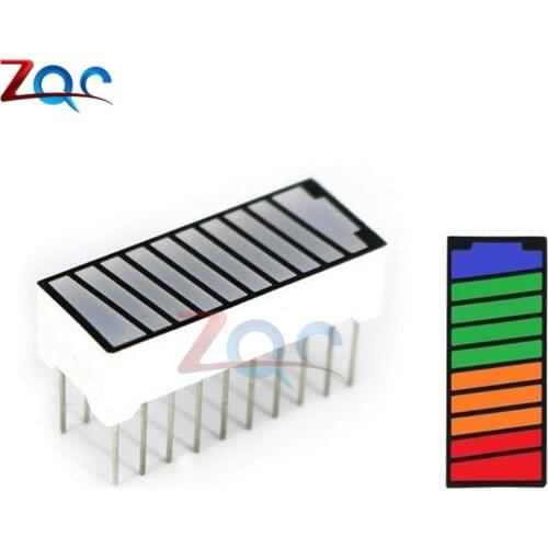 5pcs 10 Segment 4 Color LED Light Battery Level Bar Graph Power Display Indicator Module Red Yellow Green Blue Multi-color 5V