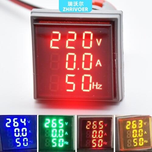 Three Display Digital Voltage Amperometer 22MM AD16-22DSV type AC 60-500V Mini Voltage Meter LED Voltmeter Indicator Light Lamp