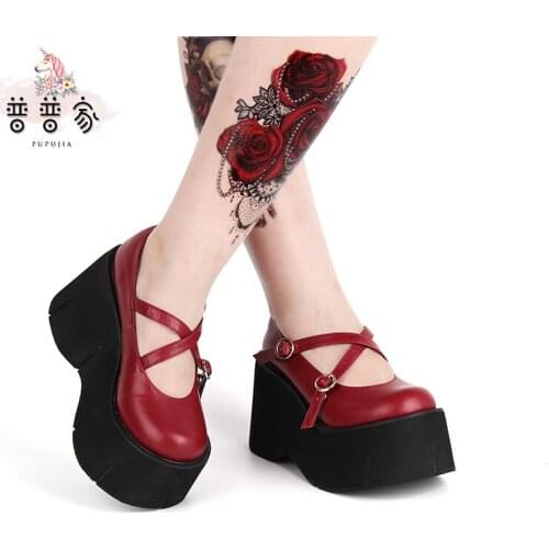 Princess sweet lolita shoes Fashion and custom Shoes Darkness Tie Super High-heeled 10cm Punk wind Single Shoes women pu921