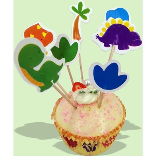 24pcs dinosaur party supplies Card Collections Cake Topper for Party Decoration Dessert lovely Gift Happy Birthday Cake