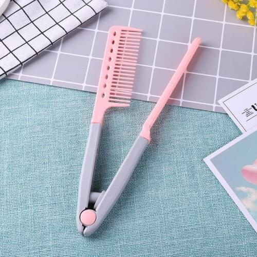 V Type Hair Straightener Comb Folding DIY Portable Hair Styling Clip Hair Brush Roller Rotate Styler Comb Styling Straightening
