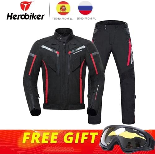 HEROBIKER Waterproof Motorcycle Racing Suit 4 Seasons Motorcycle Jacket+Motorcycle Pants Moto Motorbike Biker Clothing Set