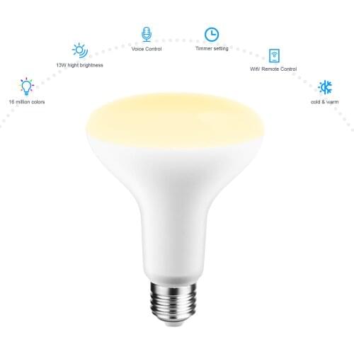 WiFi LED Light Bulb E27 2800K-6500K RGB Lighting Effects APP Control LED Lamp Bulb Compatible with Google Assistant/Alexa/ IFTTT