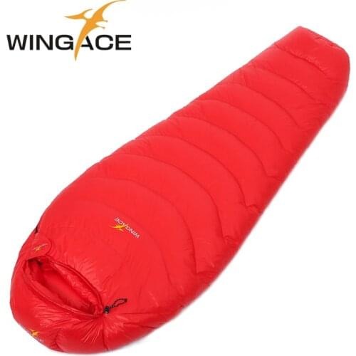 WINGACE 400T Nylon Adult Sleeping Bag Winter Fill 2000G 3000G 4000G Duck Down Camping Outdoor Travel Accessories