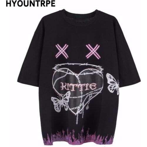Streetwear Oversize T Shirt Hip Hop Harajuku Butterfly Printed T-Shirt 2021 Men New Summer Short Sleeve Tops Cotton Tees Tshirt