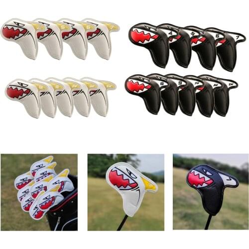 18x Shark Golf Iron Head Covers Leather PU Golf Club Headcovers White