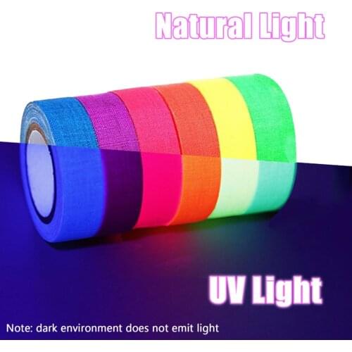 6 Pcs UV Cotton Fluorescent Tape Blacklight Reactive Glow In The Dark Tape Neon Gaffer Tape For Home Decor 6 Color Optional