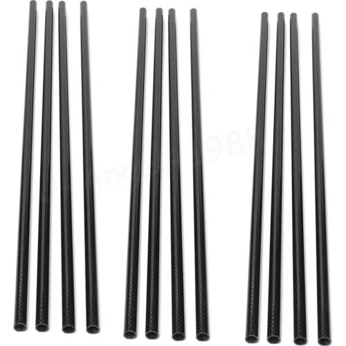 6pcs/lot New 3K 12mm x 10mm x 250mm Roll Wrapped Carbon Fiber Tube Boom For Multicopter For RC Quadcopter Accessories