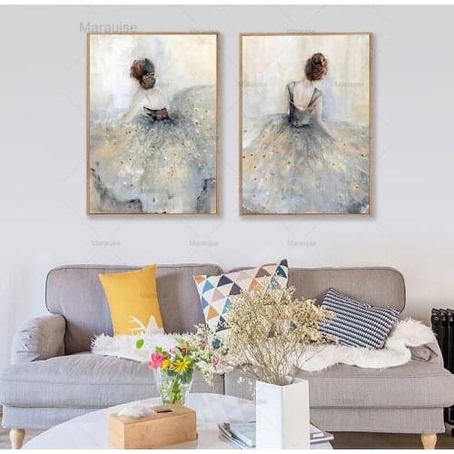 Modern Art Abstract Dancing Ballerina Girl Canvas Painting Posters Prints Ballet Girl Wall Art Cuadros Pictures For Living Room