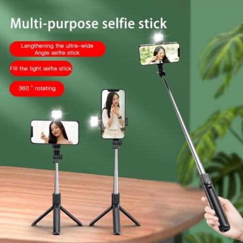 Wireless bluetooth selfie stick foldable mini tripod with fill light shutter remote control for IOS Android tripode para movil
