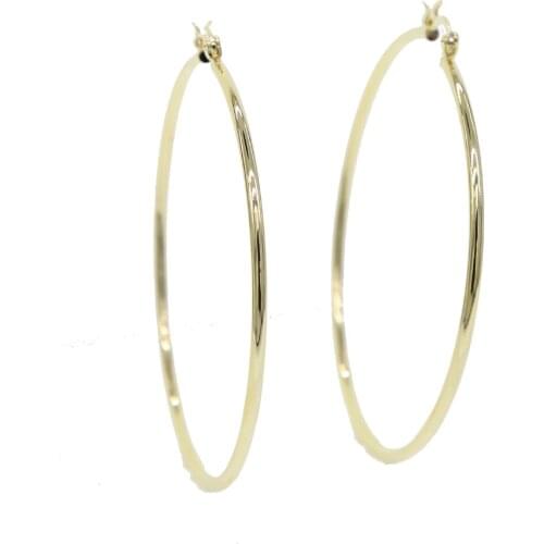 2*60mm big round hoops polished smooth band european women earring jewelry Classic trendy hoop without stones