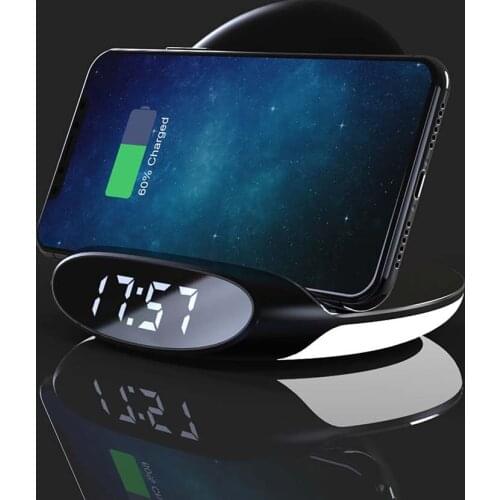 Clock Alarm Clock Wireless Charging Night Light Folding 3 in 1 Bracket Mobile Phone 15W Fast Charging Vertical QI