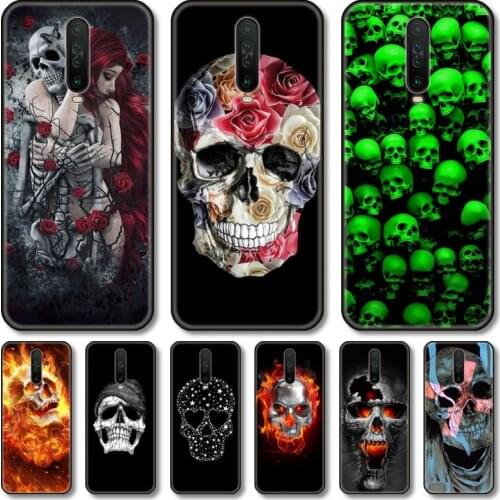 Skeleton skull Phone Case For Redmi Note 10 9 9A K40 8 7 A S C T GO PRO 5G Black Cover TPU