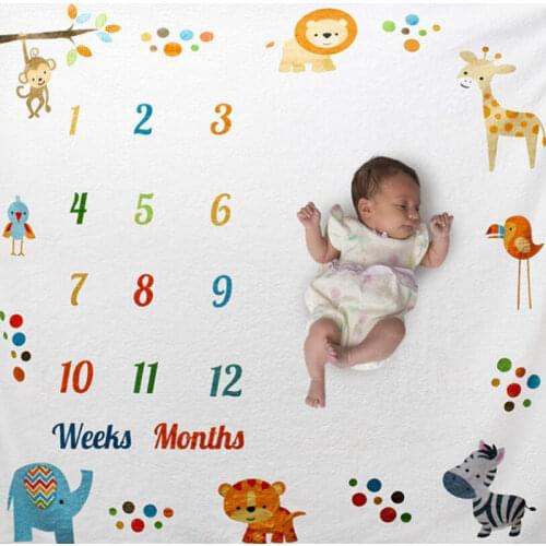 2020 Baby Milestone Blanket Monthly Lion Cloth Growth Gift Photography Infant Blankets Newborns Animal Background Props DX01