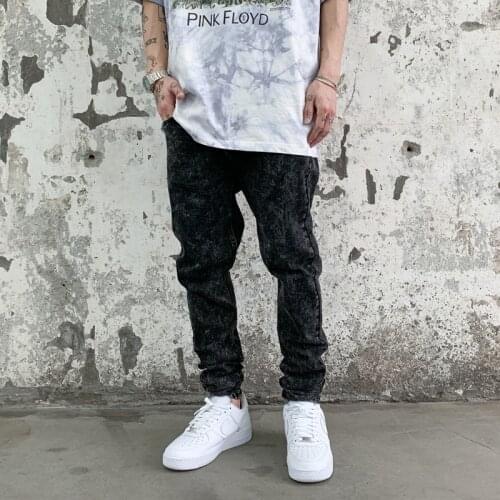 High Street Washed Retro Pockets Jeans Pants Mens Slim Stretch Ripped Hip Hop Denim Trousers Harajuku Zipper Fly Baggy Pants