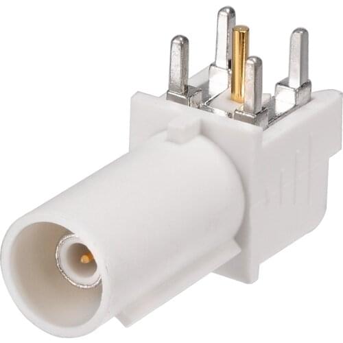 Eightwood Fakra Code B SMB Plug Male PCB Mount Angled RF Connector White/9001 for Car Radio with Phantom Supply Antenna Reciever