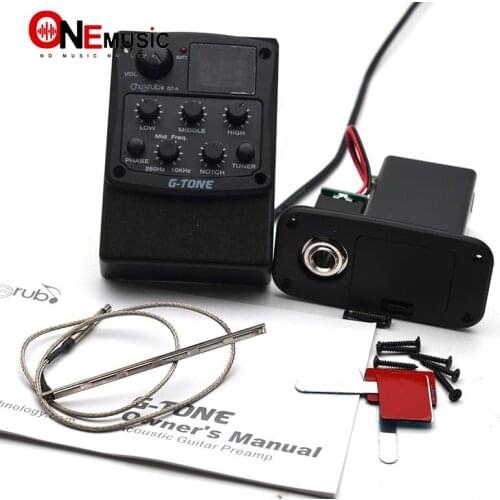Cherub GT-4 3-Band EQ Equalizer with Chromatic Tuner Mid Frequency Control Piezo Ceramic Pickup