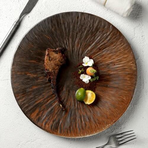 European Ceramic Plates Retro Decorative Fruit Salad Plate Relief Restaurant Serving Tray Creativity Home Kitchen Tableware