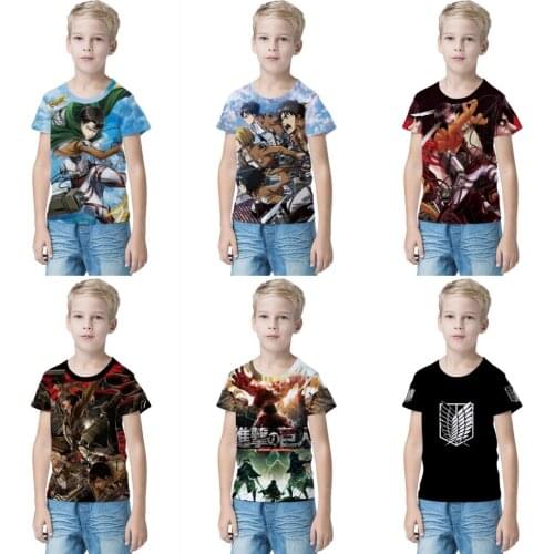 Attack On Titan 3D T-Shirt Summer Team Cothing Children Short Sleeve Tees Fashion Casual Summer Boy Girl Kids Streetwear Gift