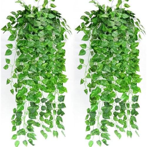 1Pcs Artificial Fake Hanging Vine Plant Leaves Garland Home Garden Wall Decoration Green Drop Shipping