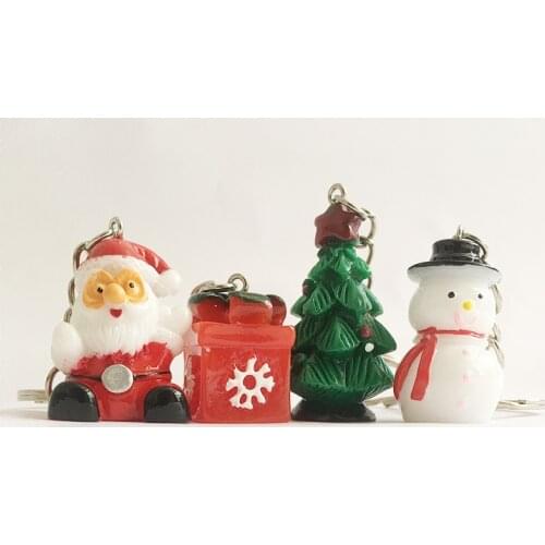Creative resin Santa Claus Christmas tree key chain handmade small gift box gift bag car bag pendant Christmas Activity gift