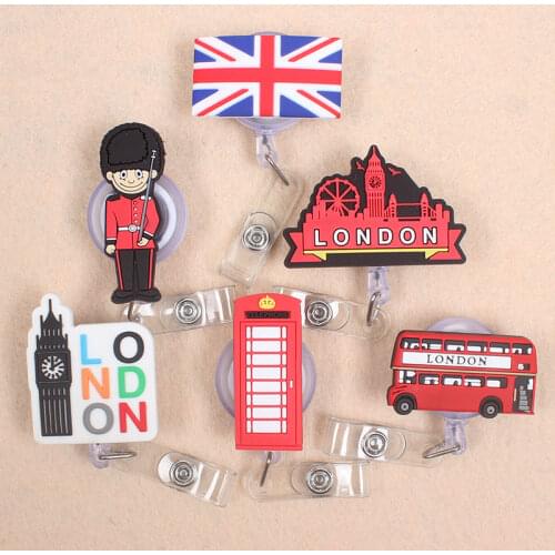 Creative London Style Street View Retractable Badge Card Holder Reel Nurse London Soldiers Exhibition Enfermera Name Card Chest