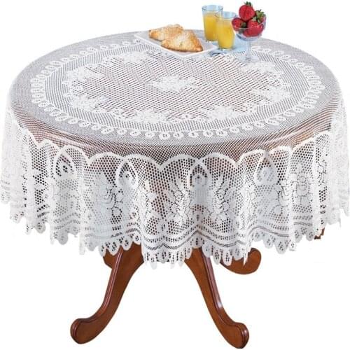 OUNEED Tablecloths For Round Tables Party Table Cover Vintage Lace Floral Round Cover Tablecloth Wedding Home Decor White Green