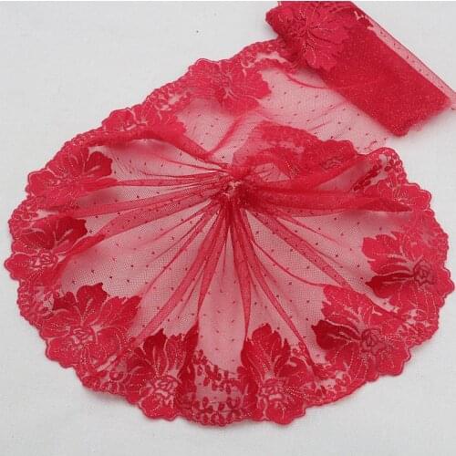 MLAEY 2Yds Red Gold Exquisite Embroidered Flower Lace Trim High Quality Lace Fabric DIY Craft&Sewing Dress Clothing Accessories