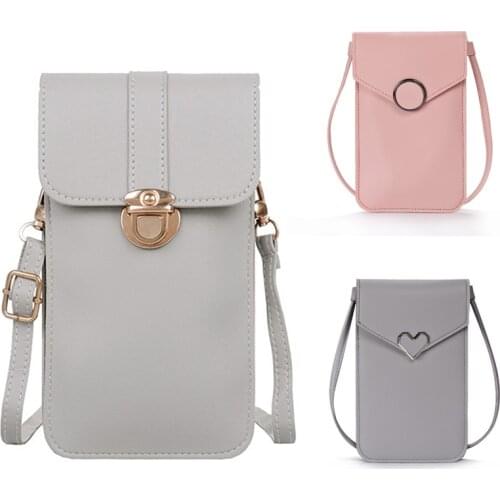 Mini Crossbody Shoulder Bag Women High Quality Cell Phone Pocket Touch Screen Ladies Purse Clutch Leather Hasp Handbags Female