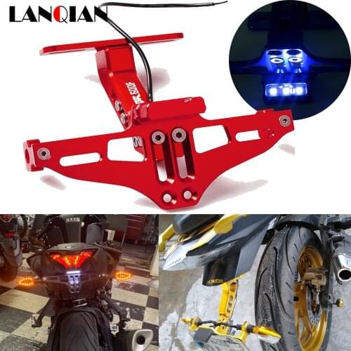 Motorcycle CNC Adjustable Angle Aluminum License Plate Frame Bracket with LED Light For Honda cbr 600F CBR 600F CBR600F CBR600 F