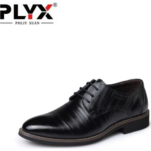 PHLIY XUAN Big Size 37-48 Oxfords Leather Men Shoes Fashion Casual Pointed Top Formal Business Male Wedding Dress Flats Wholesa