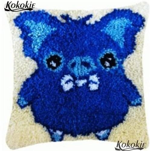 Handmade cross stitch kits latch hook rug canvas cushion embroidery needlework sets Crocheting Rug Kits Yarn pig carpet diy tool