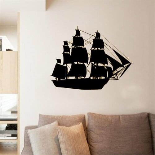 Ship Boat Silhouette Wall Sticker Art Wallpaper Home Decor For Livingroom Bedroom Vinyl Ocean Style Wall Sticker DW10292