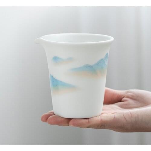 Jade Porcelain Pitcher Painted Ceramic Tea Sea Tea Kung Fu Tea Set Fair Cup Filter Large Male Cup Accessories Tea Set Siteel