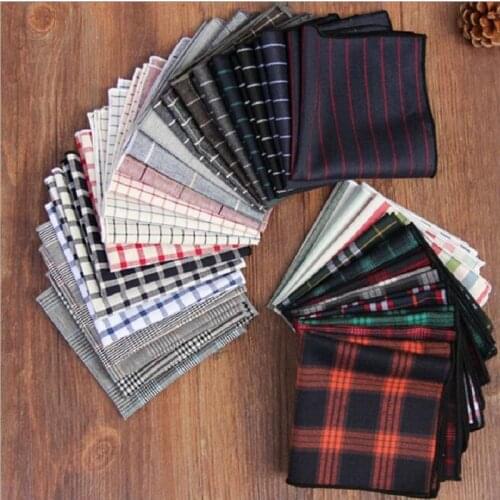 Handkerchief 100% cotton handky plaid pocket square hankie mens strip pocket towels handmade suit accessory square towel
