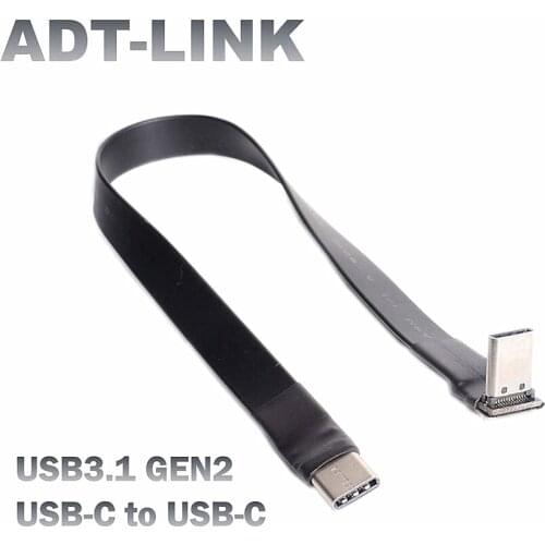 NEW FPV USB 3.1 Cable Type-C To USB-C FPC USB Flat Cable Male To Male Right Angled USB3.1 Extender Cord For PC TV USB Extension