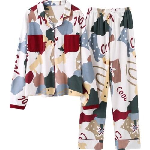Autumn Pijama Women Sleepwear Suit Leisure Style Long Sleeve Home wear Cotton Pajamas Fashion print Sleep Lounge Pyjama Femme